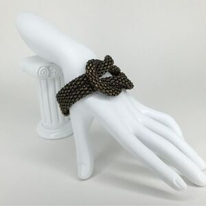 Bold Bracelet Brassy Mesh Chunky Textured Love Knot‎ Steampunk Whimsy Goth